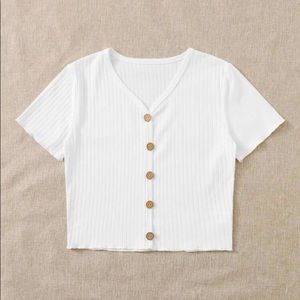 Cute Rib-Knot Button Front T (V-Neck)